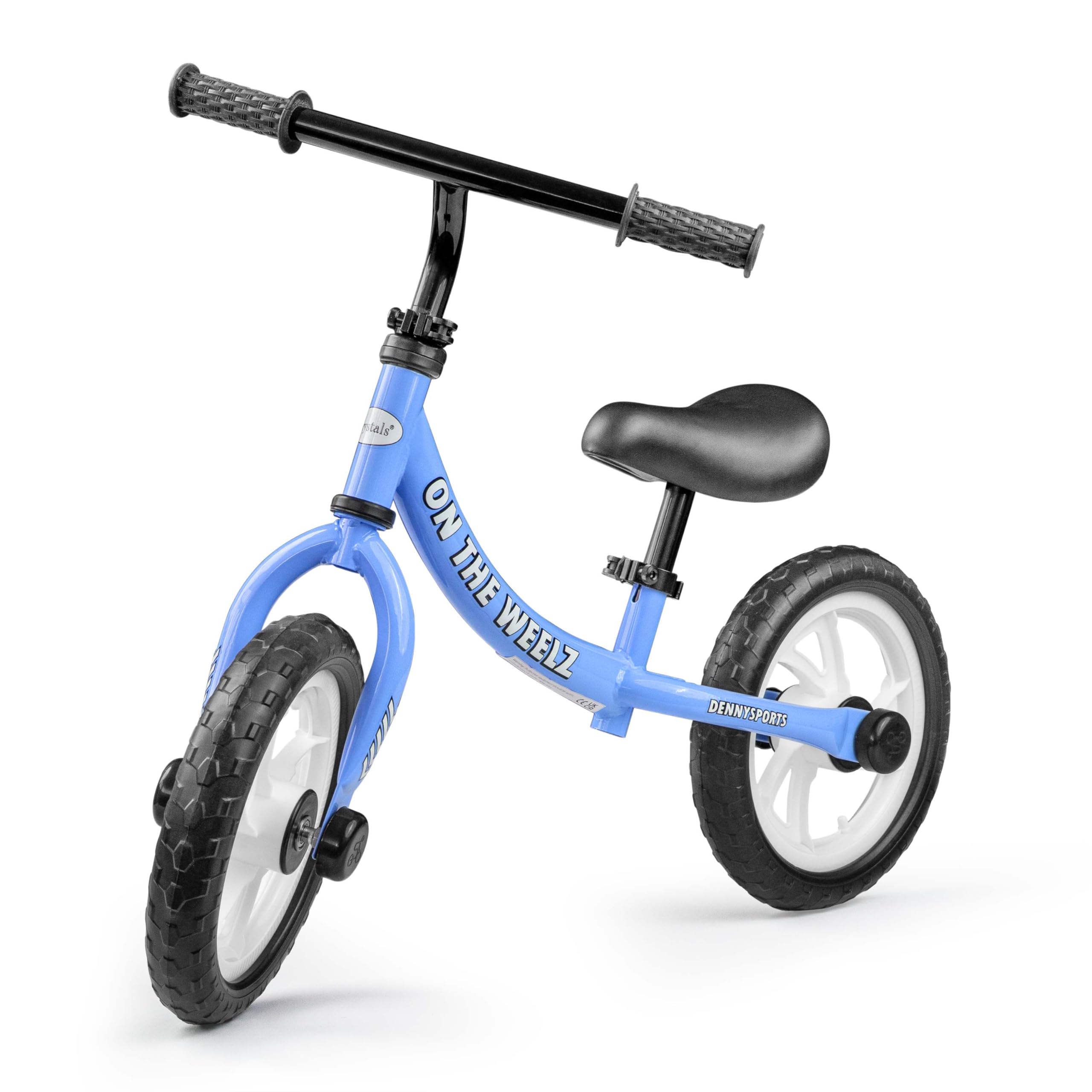 Crystals 12" Kids Balance Bike – Lightweight No Pedal Training Bicycle for 2-6 Year Old Boys & Girls – Adjustable Seat & Handlebar – Toddler Walking & Running Bike – EVA Tyres (On the Weelz, BLUE)