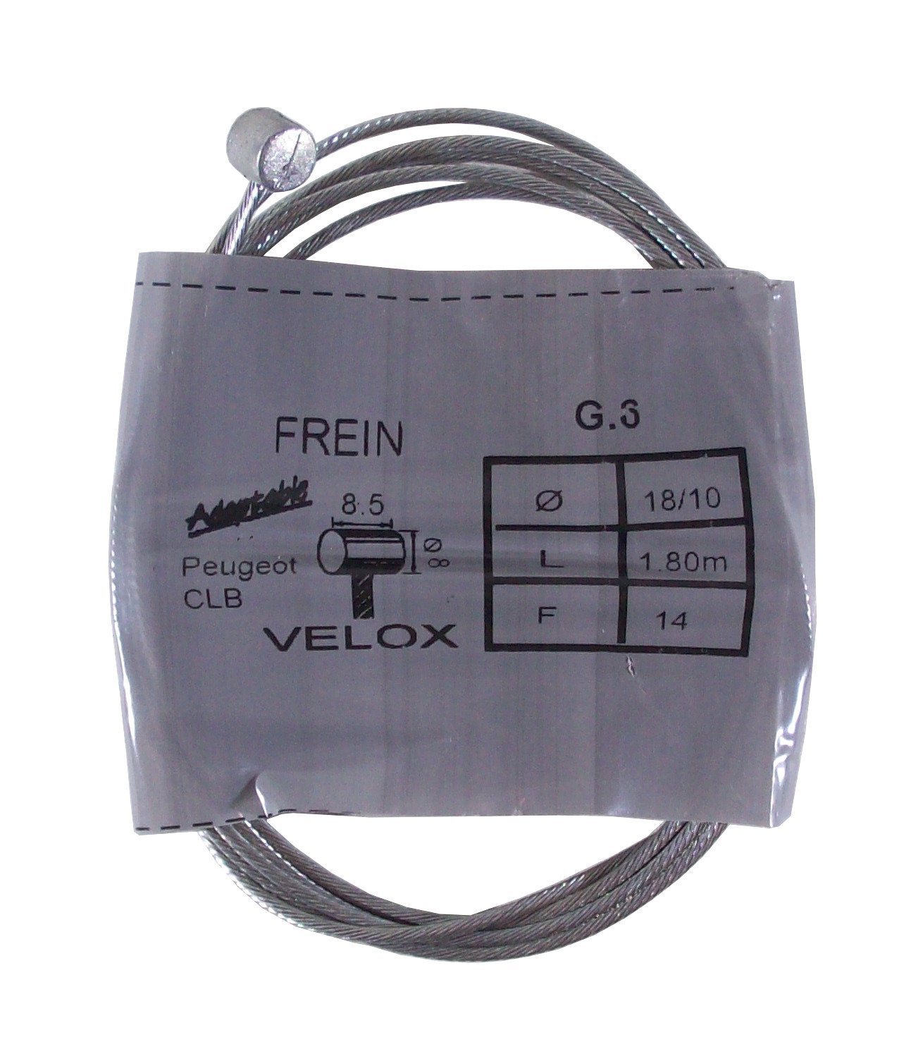 Cable de freno Mobylette PGT CLB adaptable de acero galvanizado 1.8m 2