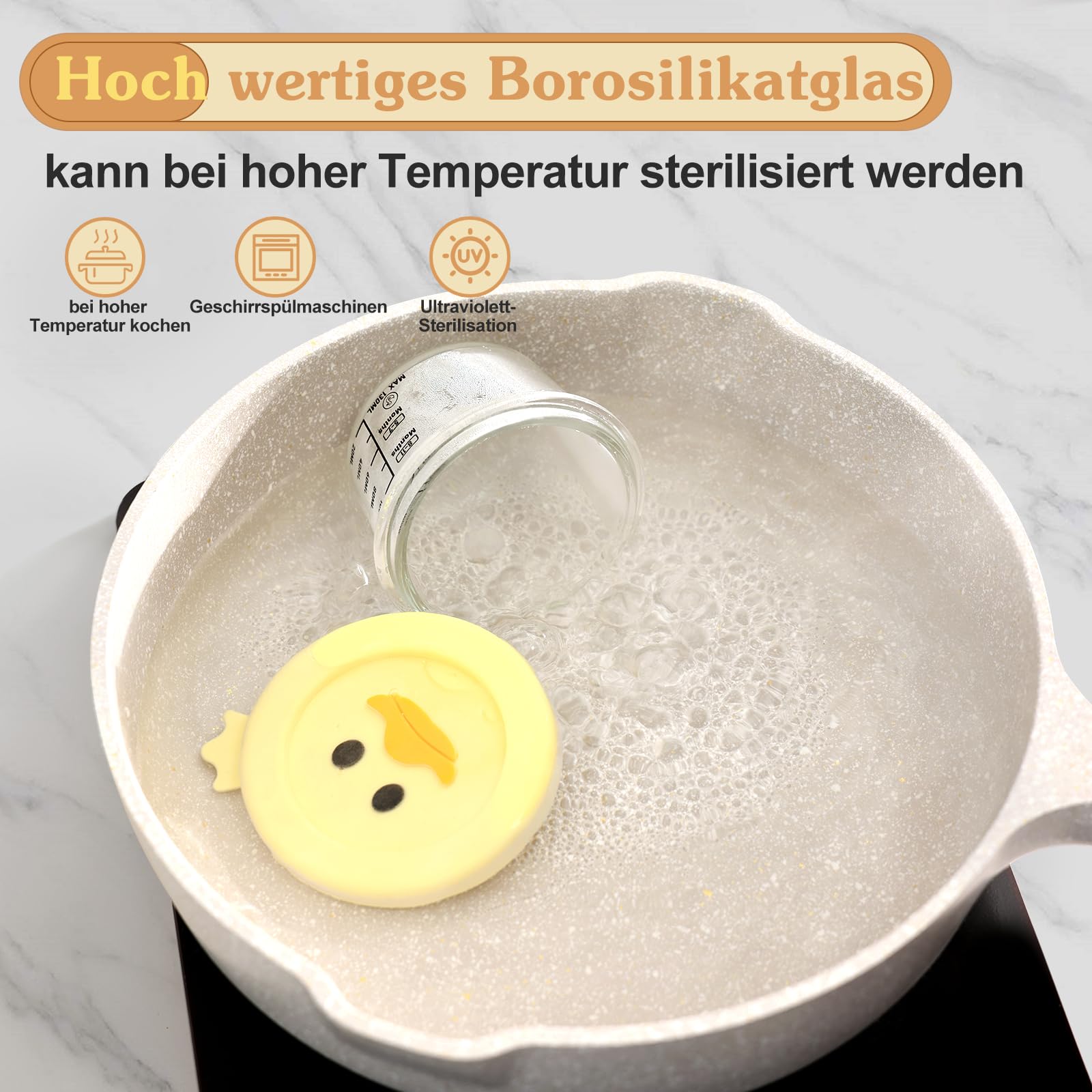 4 Stück Verstärktes Glas Babybrei Einfrieren Behälter, Beikost Baby Zubehör, Babynahrung Aufbewahrung, BPA-frei, Auslaufsicher, Mikrowelle, Geschirrspüler & Gefrierschrank sicher