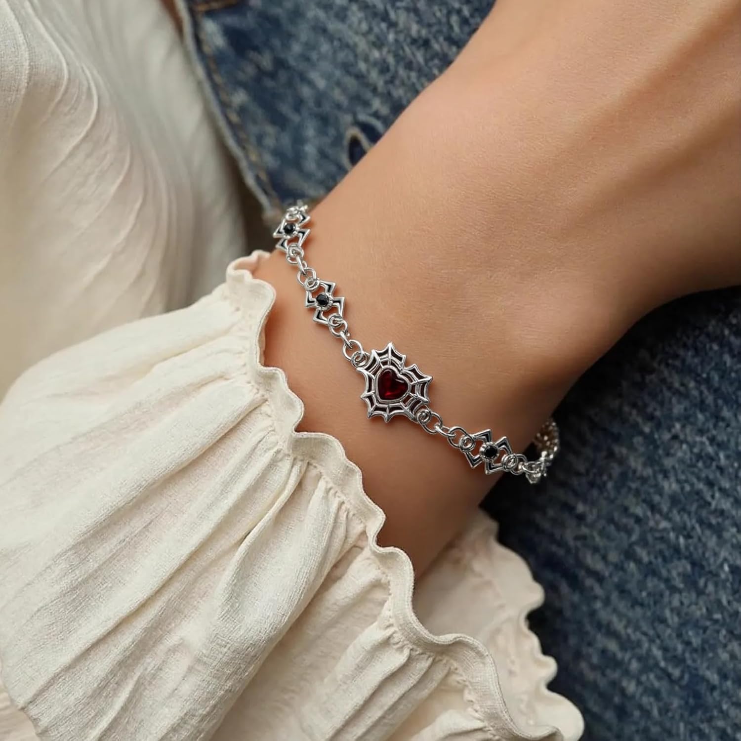 LETFLY Halloween Bracelets for Women, 18K Gold Silver Plated Pumpkin Spider Ghost Witch Charms, Stackable Beaded Bracelet Jewelry Gifts for Women - Image 2