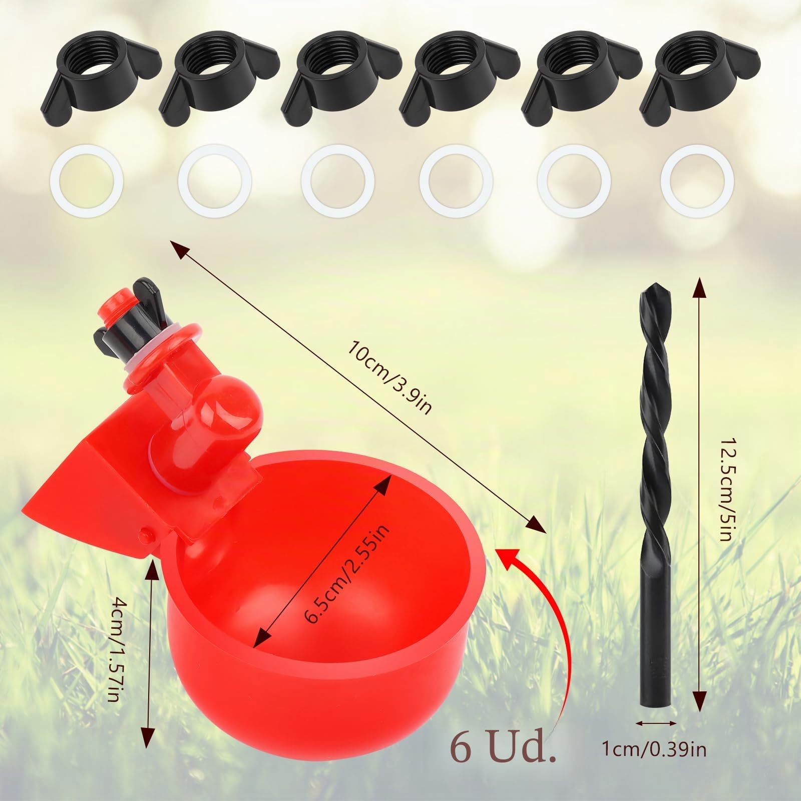 6 PCS Bebedero Gallinas con Taladro, DIY Agua para Pollos Automática Kit para Aves Palomas Pollos Patos Hens, Suministros Comedero de Pollo