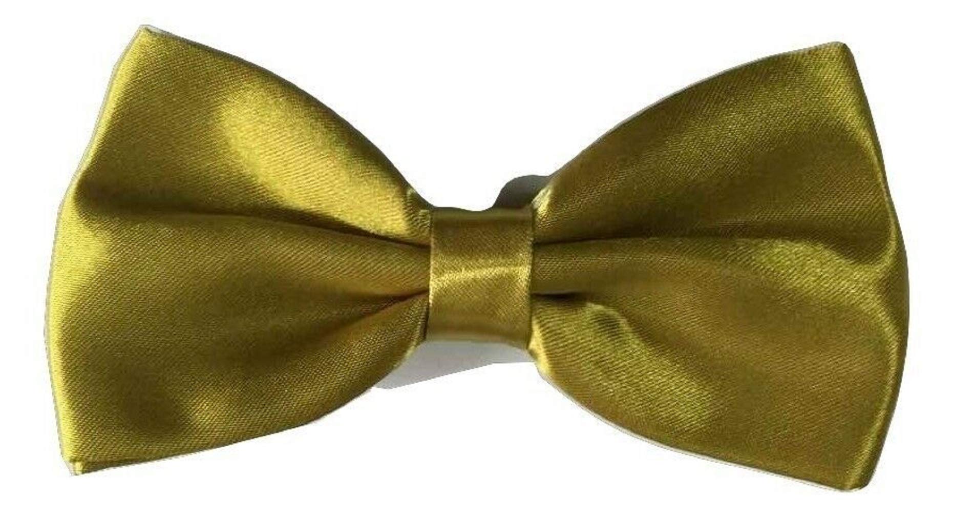 Ll. Men's Gold L&L® Pre Tied Plain Satin Clip On Bow Tie Wedding Party Fancy (Gold)