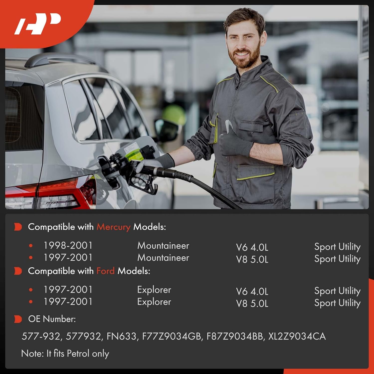 A-Premium Fuel Tank Filler Neck Pipe Hose Compatible with Ford Explorer & Mercury Mountaineer, 1997 1998 1999 2000 2001, 4.0L 5.0L, Gas, Sport Utility, Replace# F77Z9034GB, F87Z9034BB