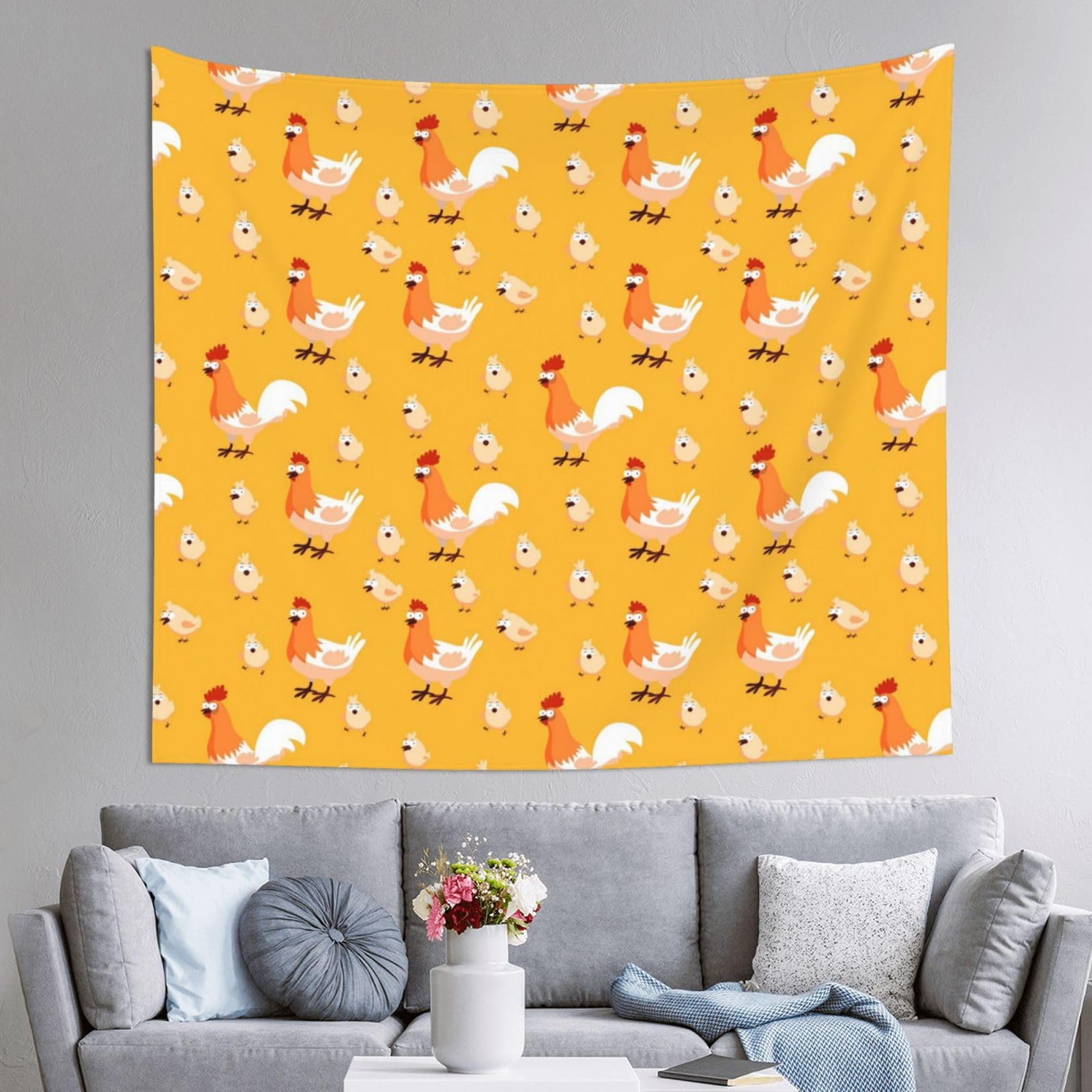 WKSGDSG Decoration Tapestry Wall Hanging For Bedroom, Chicken Chick, 152x130cm Dorm Decor, Lightweight Easy Hang Wall Art For Living Room, Aesthetic Tapestries For Outdoor, Ceiling, Doorway, Camping