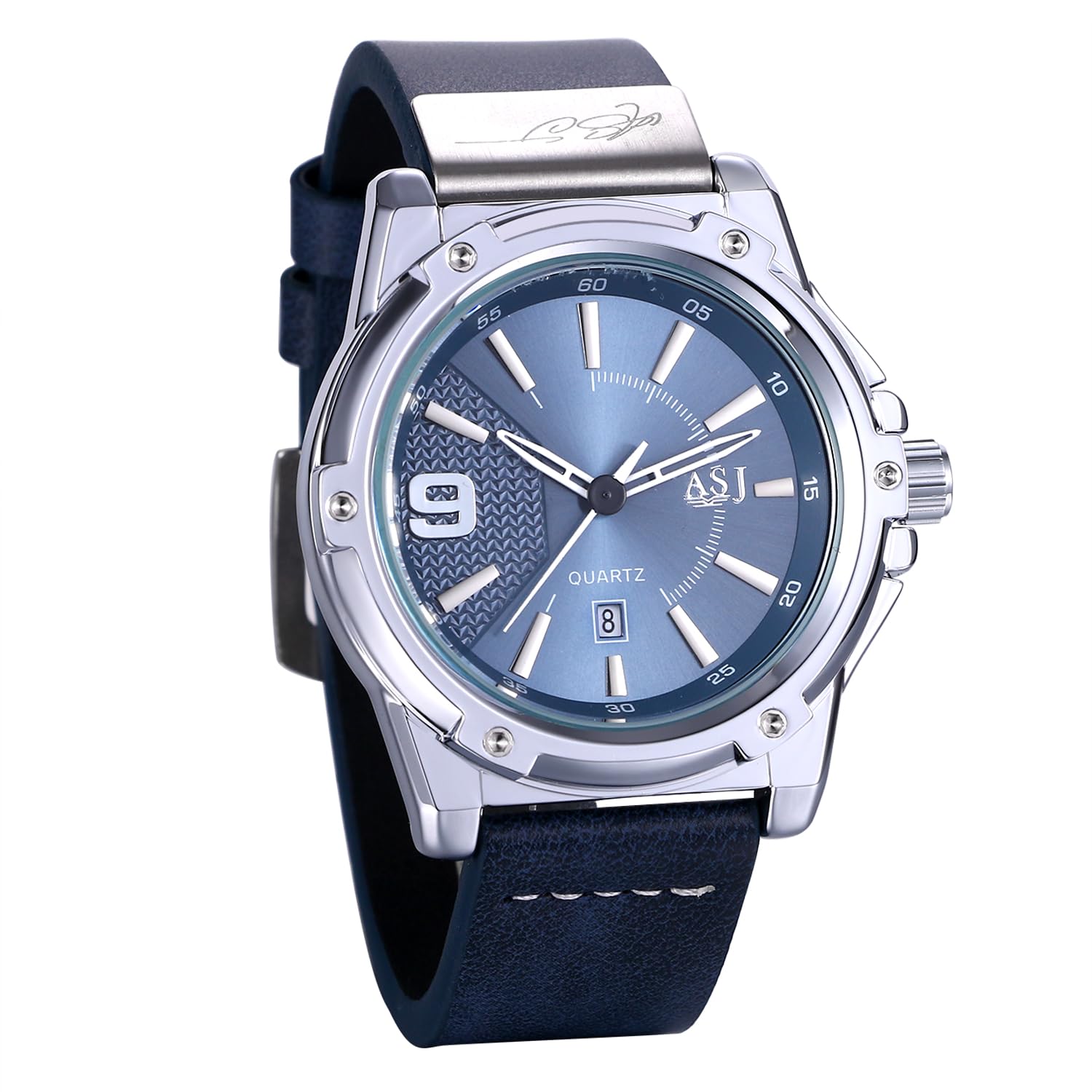 JewelryWe Herrenuhr Quarz Analog Armbanduhr 30M Wasserdicht Leder Armband Uhr mit Kalender und Leuchtend Zeiger Geschenk für Männer Junge