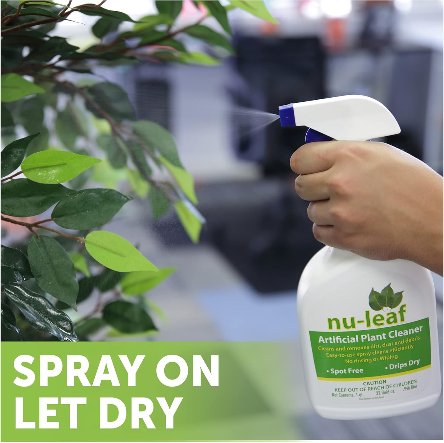Nudell Nu-Leaf Spray & Drip-Dry Artificial Tree and Silk Plant Cleaner 32 FL.OZ (T9996)