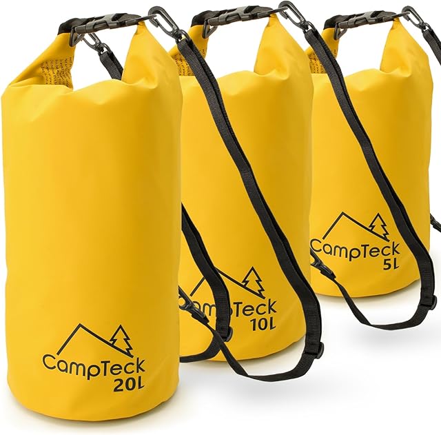 CampTeck Dry Sack Waterproof Floating Storage Dry Bag for Camping, Rafting, Fishing, Canoeing, Boating, Kayaking, Snowboarding, Swimming, Diving etc. 5 Litres