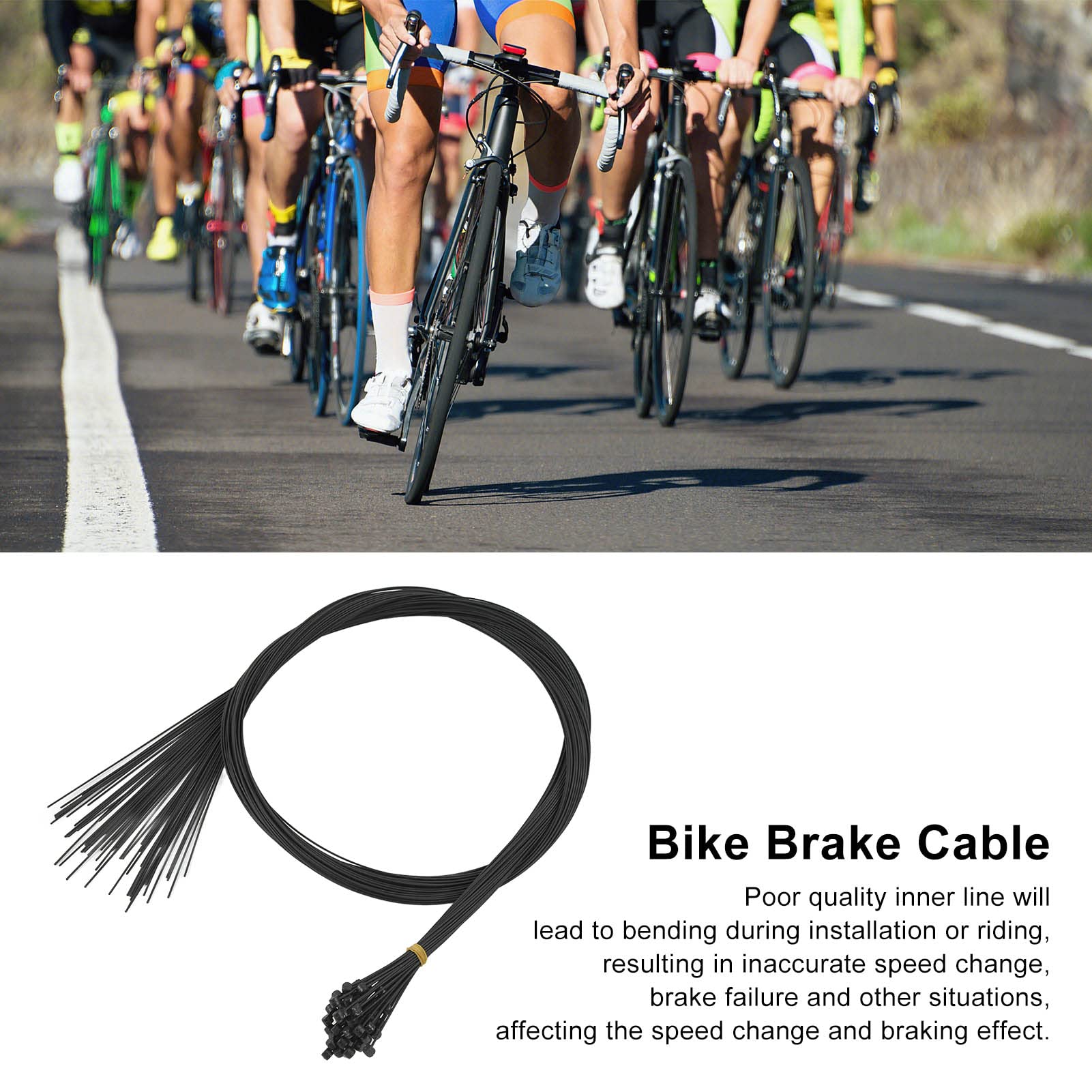 Câble de Frein de Vélo, Conduite de Frein avec Revêtement PTFE avec Tube en Boîte et Ligne Intérieure, Diamètre 1,2 Mm, Longueur 1700 Mm, pour Vélos de Montagne, Vélos de Route,