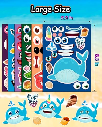 Miniatura 6 de 36 hojas de calcomanías para niños pequeños, regalos de fiesta, haz tus propias calcomanías, rellenos de bolsas de golosinas, mezcla con animales de