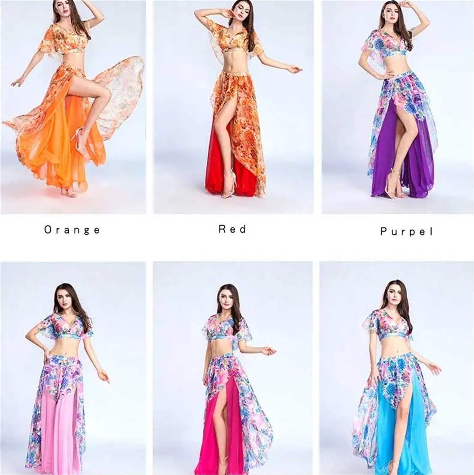 Bauchtanz KostüM Damen Sexy Bauchtanz-Top-Rock-Set, Bauchtanz-Kostüme, bedruckter Top-Rock, Bauchtanz-Übungskleidung, Tanz-Outfits