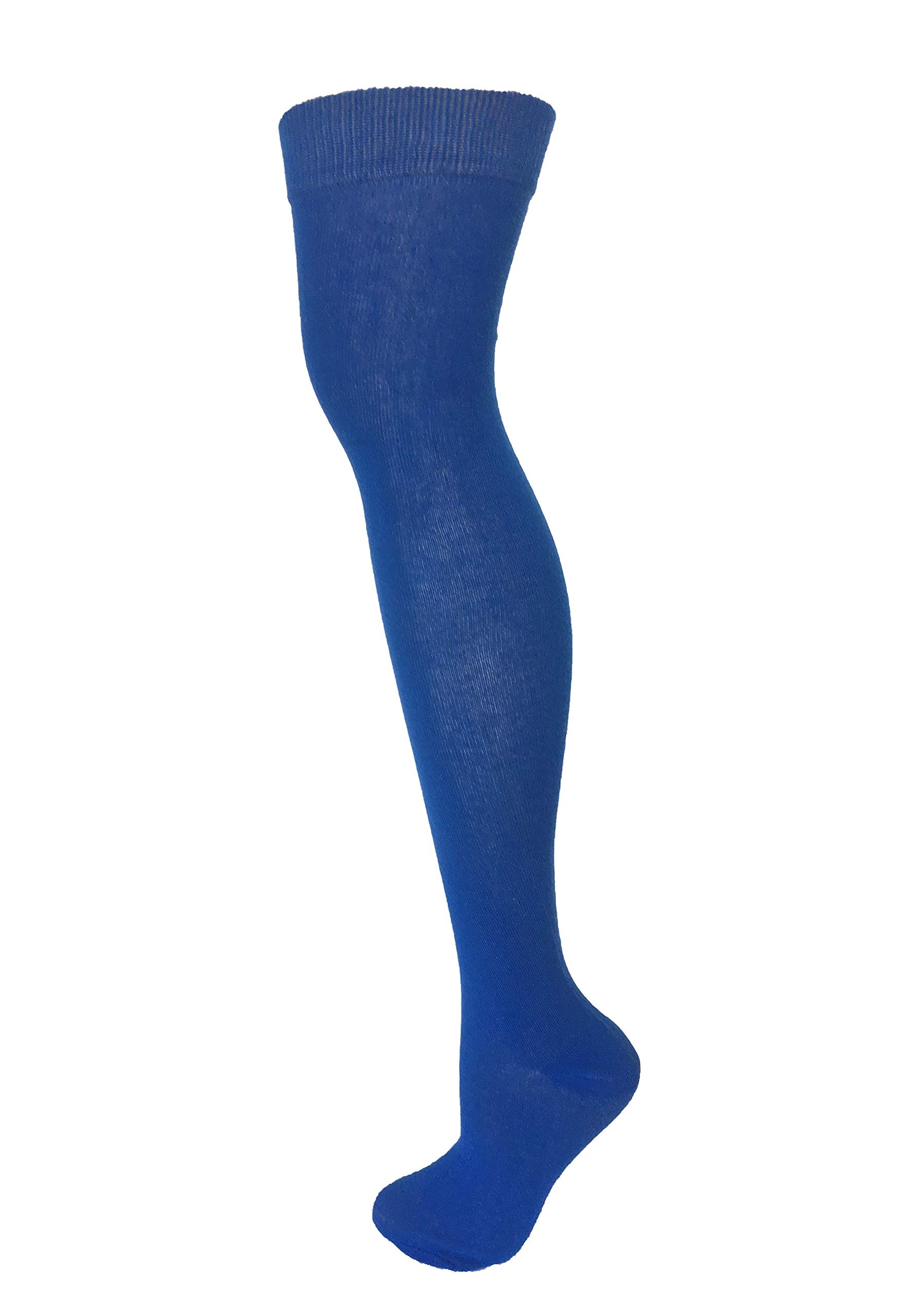 M Macahel Women's Royal Blue Over The Knee Thigh High Plain Socks (Royal Blue)