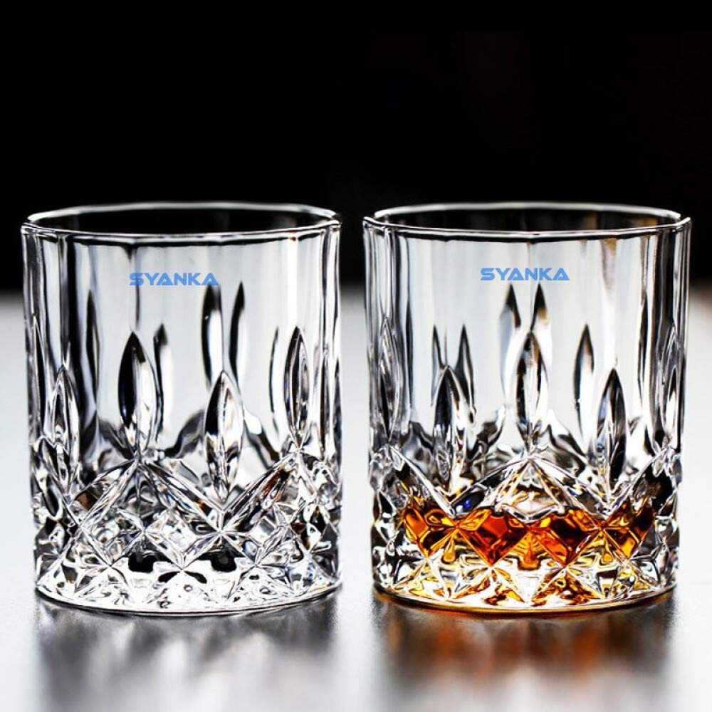SYANKAItalian Premium Imported Old Fashioned Round Whiskey Glass Set 2 (Barware for Scotch, Bourbon, Liquor and Cocktail Drinks, 320 ML)