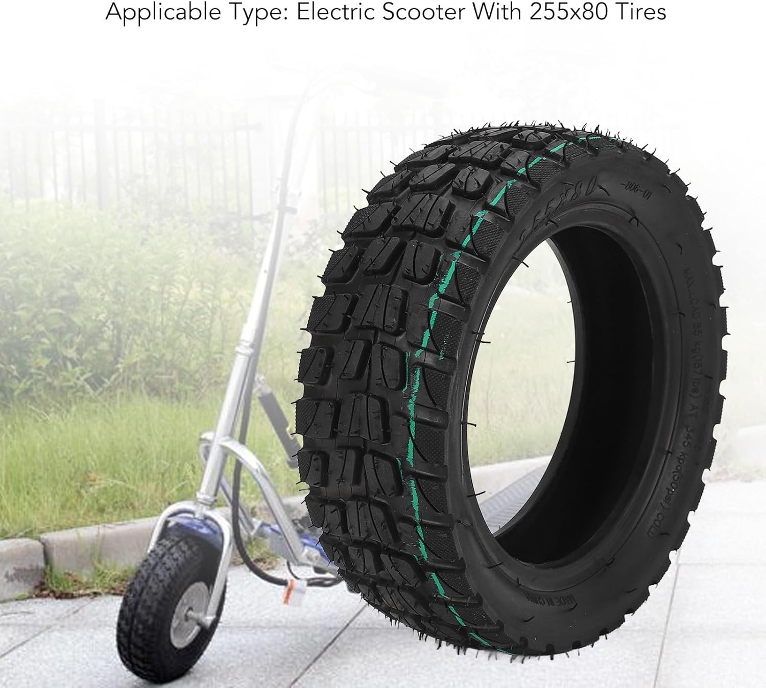 255x80 Electric Scooter Tire, Electric Bikes Tubeless Tire, Anti Skid Scooter Vacuum Tire Replacement Suitable for Electric Scooter
