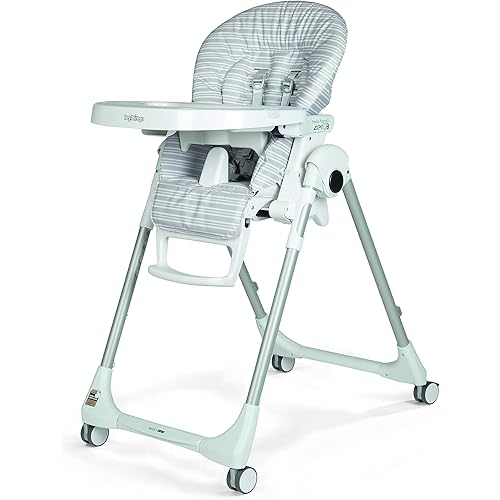 Peg Perego Prima Pappa Zero 3 - High Chair - for Children Newborn to 3 Years of Age - Made in Italy - Linear Grey (White & Grey)