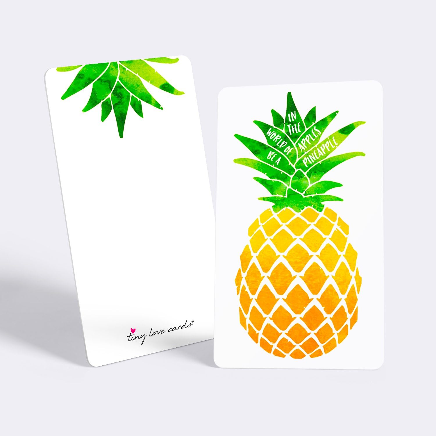 Tiny Love Cards - Set of 85 Cute BLANK Mini Cards for Hand-Written notes - ANY Occasion - 2” x 3.5”, Small Note Cards (Good Vibes: Pineapple)