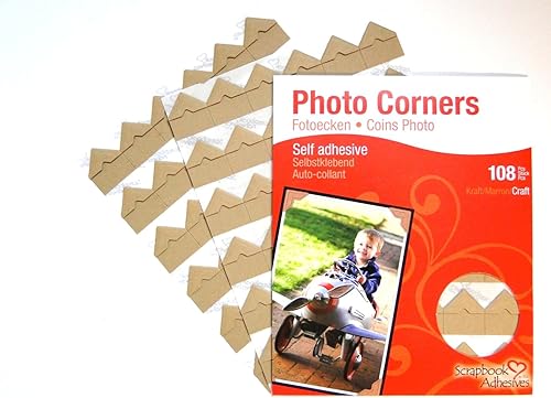 Scrapbook Adhesives Esquinas de papel para fotos autoadhesivas 108/Pk-Kraft