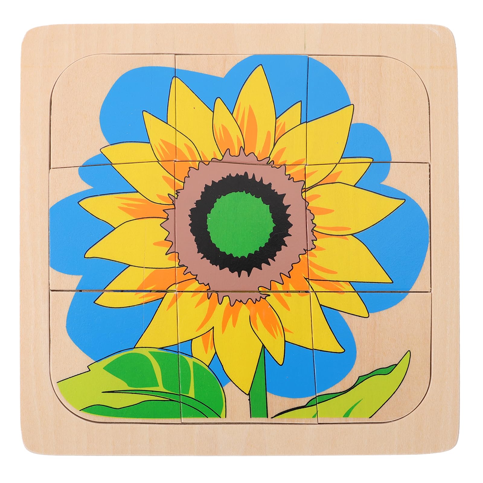 1 Set Wooden Multi Layered Puzzles, Life Cycle of Sunflower, Cartoon Montessori Toy DIY Puzzle Early Educational Toy for Children Kids