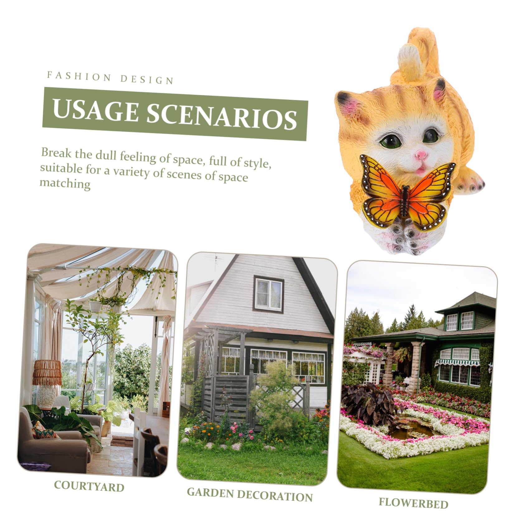 Lebensechte Katzenfigur aus Kunstharz, Gelb, Realistische Form | Raumdeko für Garten und Terrasse, Sammelgeeignet, für Lehrer und Sammler