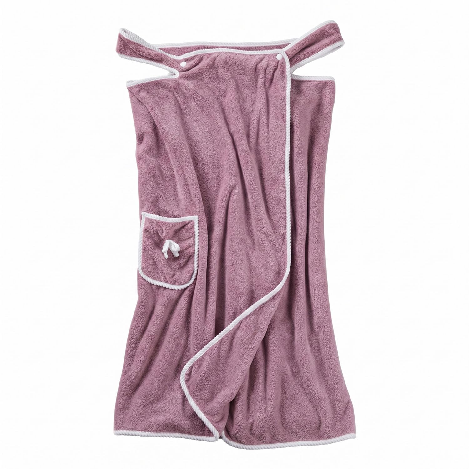 wellrun Womens Wearable Coral Fleece Bath Towel Wrap,Soft Highly Absorbent Quick-Drying Shower Dress with Snaps and Pocket,Fluffy Spa Bathrobe for Home Sauna Pool Beach,Purple 31.5in*57in