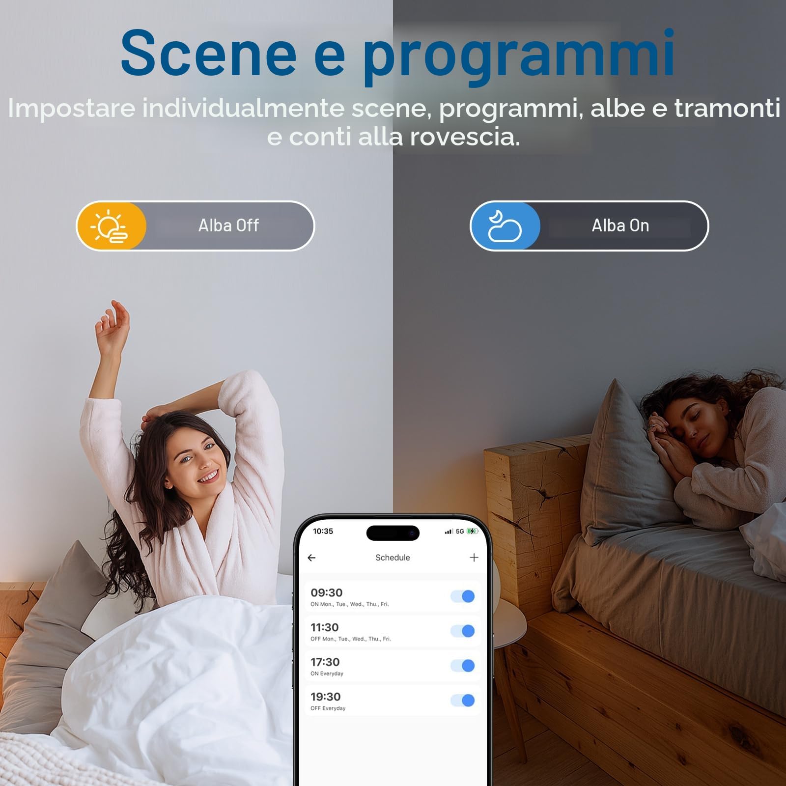 SURFOU Presa Smart, 16A Intelligente Plug Compatibile con Alexa e Google Home, Controllo Vocale, 2.4GHz WiFi Accesso Remoto, Nessun Hub Necessario, Monitoraggio del Consumo Energetico