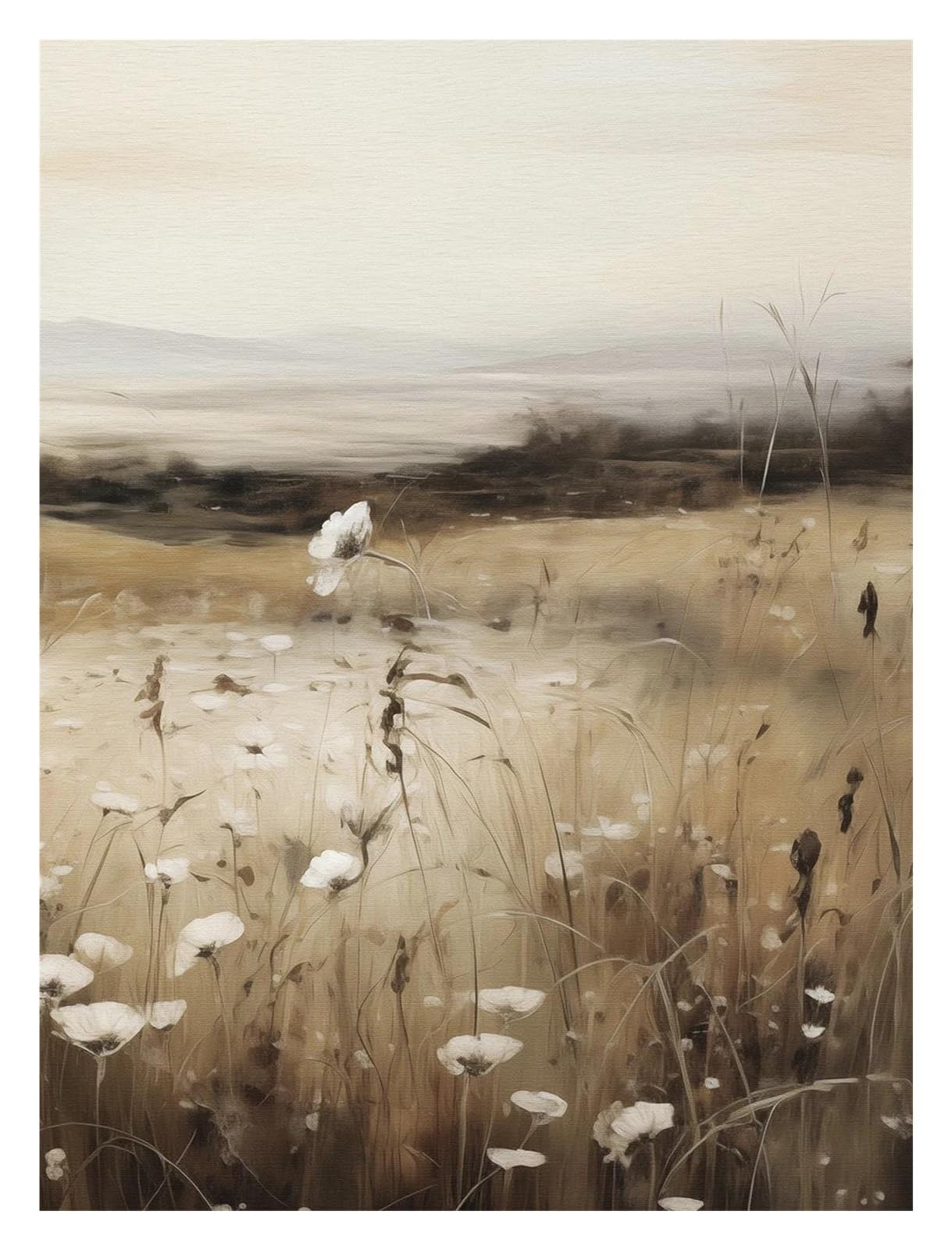Xenite E Xenit Wall Art Canvas Prints Wildflower Field Poster Prints Landscap Sketch Neutral Forest Canvas Painting For Living Room Hom Farmhous Decoration(,30X40cm)
