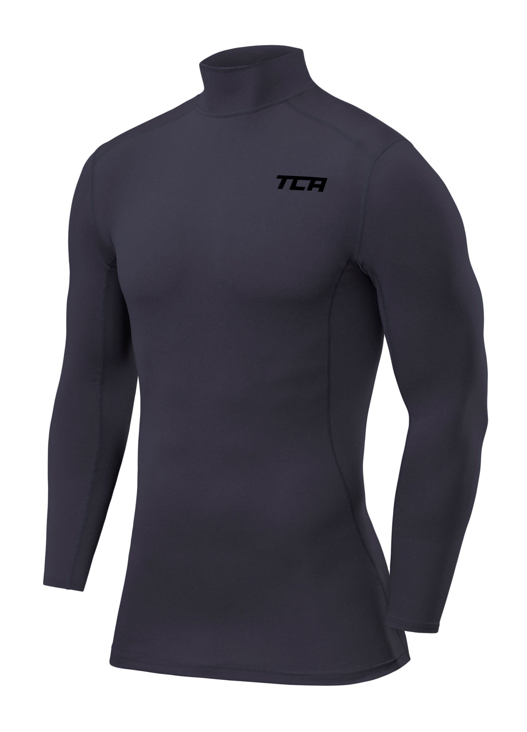 TCA Boys' Long Sleeve Compression Shirt, Athletic Workout Sports Undershirt Base Layer Top - Graphite, 12-14 Years
