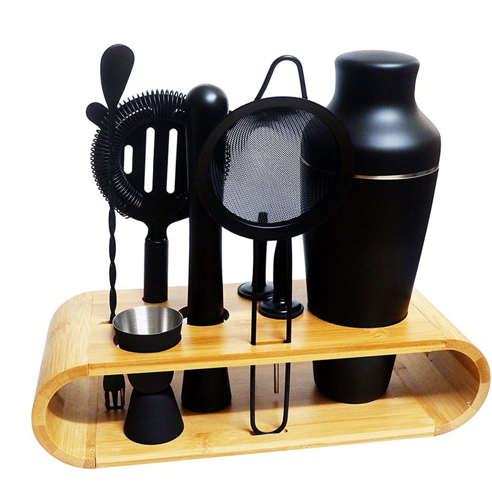 Juego de Coctelera Coctelera de cóctel de cóctel haciendo mate negro de 11 piezas de acero inoxidable Cocktail Shaker Set Herramienta de barra para mezclar margarita, manhattan Agitador de Cócteles