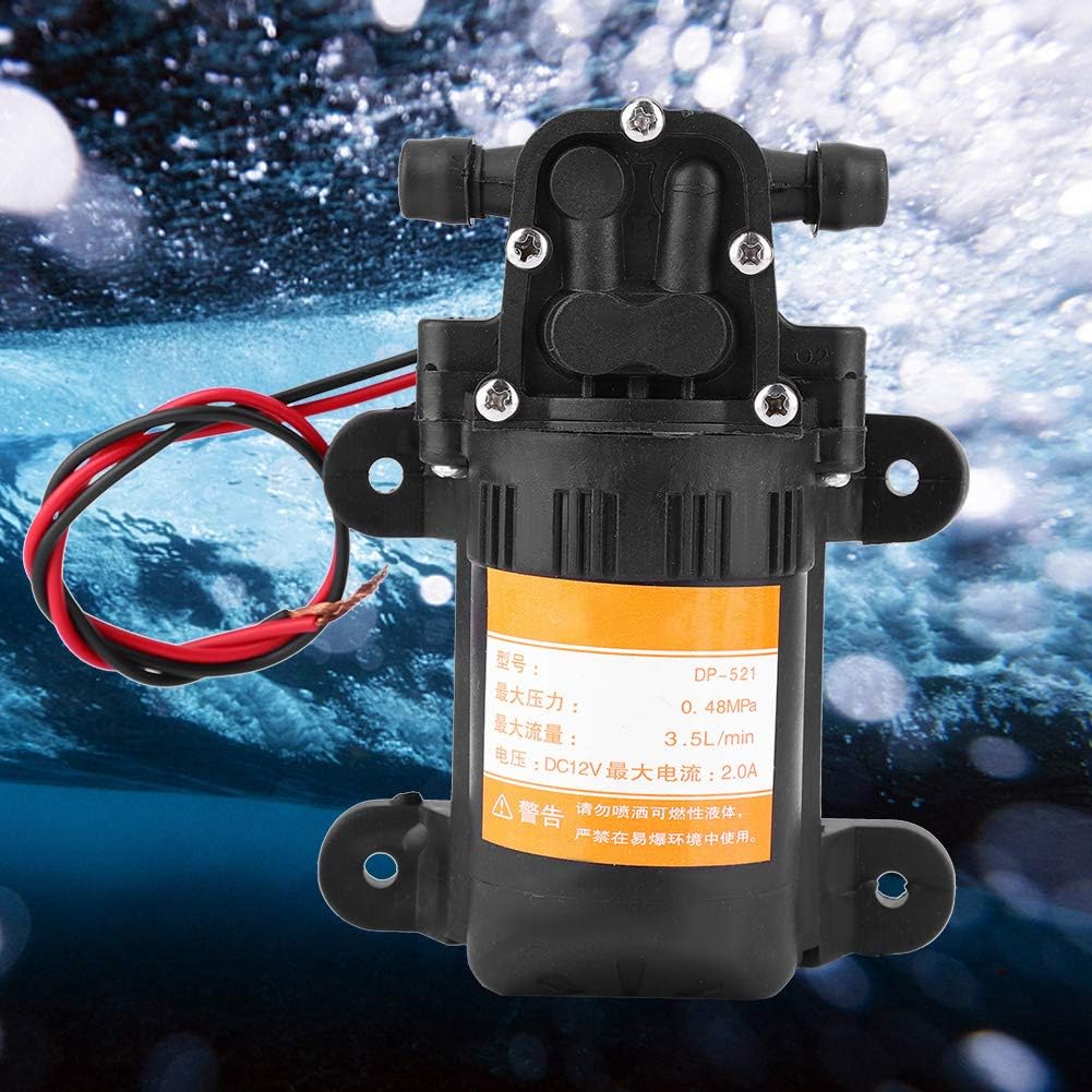 Diaphragm Pump 12V 0.48MPa 3.5L/min Plastic Mini Transfer Pump 12V DC 2A Universal Fit for Vehicle