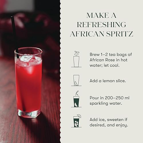 Miniatura 7 de Luxmi Estates African Rose - Té de rosa orgánico de hibisco (25 bolsas de té), sin cafeína, para desintoxicación, limpieza y digestión, con té de