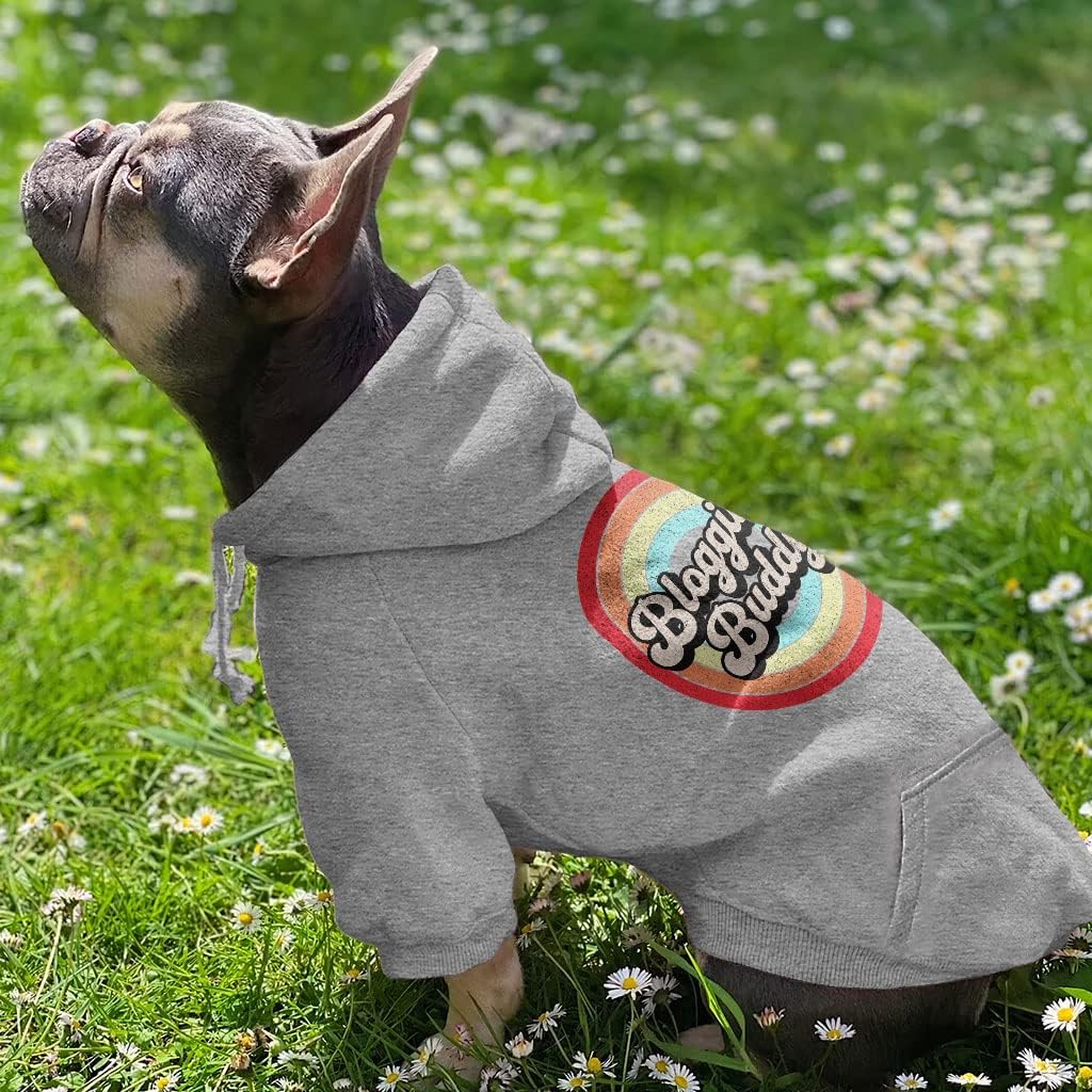 Blog Buddy Dog Hoodie with Pocket - Dog Quotes - Retro Design - Gray, 2XL