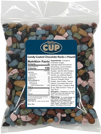 By The Cup Candy Coated Chocolate Rocks, 1 lb Bulk Bag | Chocolate Candy Rocks for Candy Buffets, Party Favors, Cake Decorating & Snacking