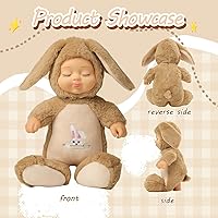 Vista 4 de Muñecas de bebé Reborn de 14 pulgadas, conejito marrón realista de silicona suave, muñeca recién nacida de silicona de cuerpo completo real