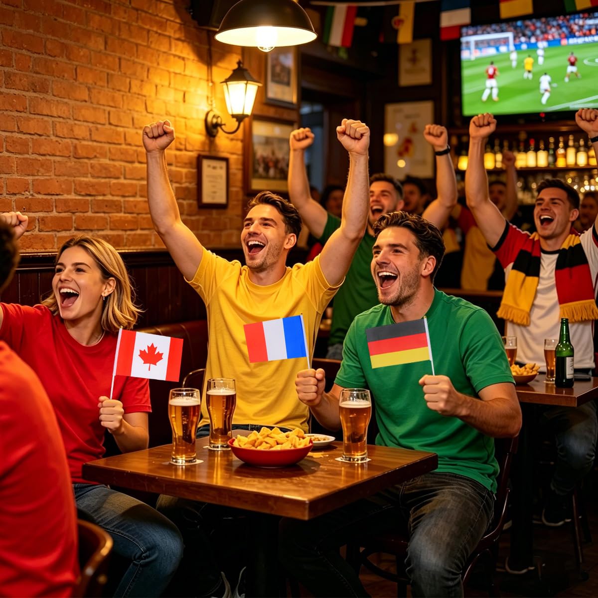 Bandera de Mano Copa del Mundo 2026 Fútbol, 48 Banderas de 48 Países, Decoración para Fiestas