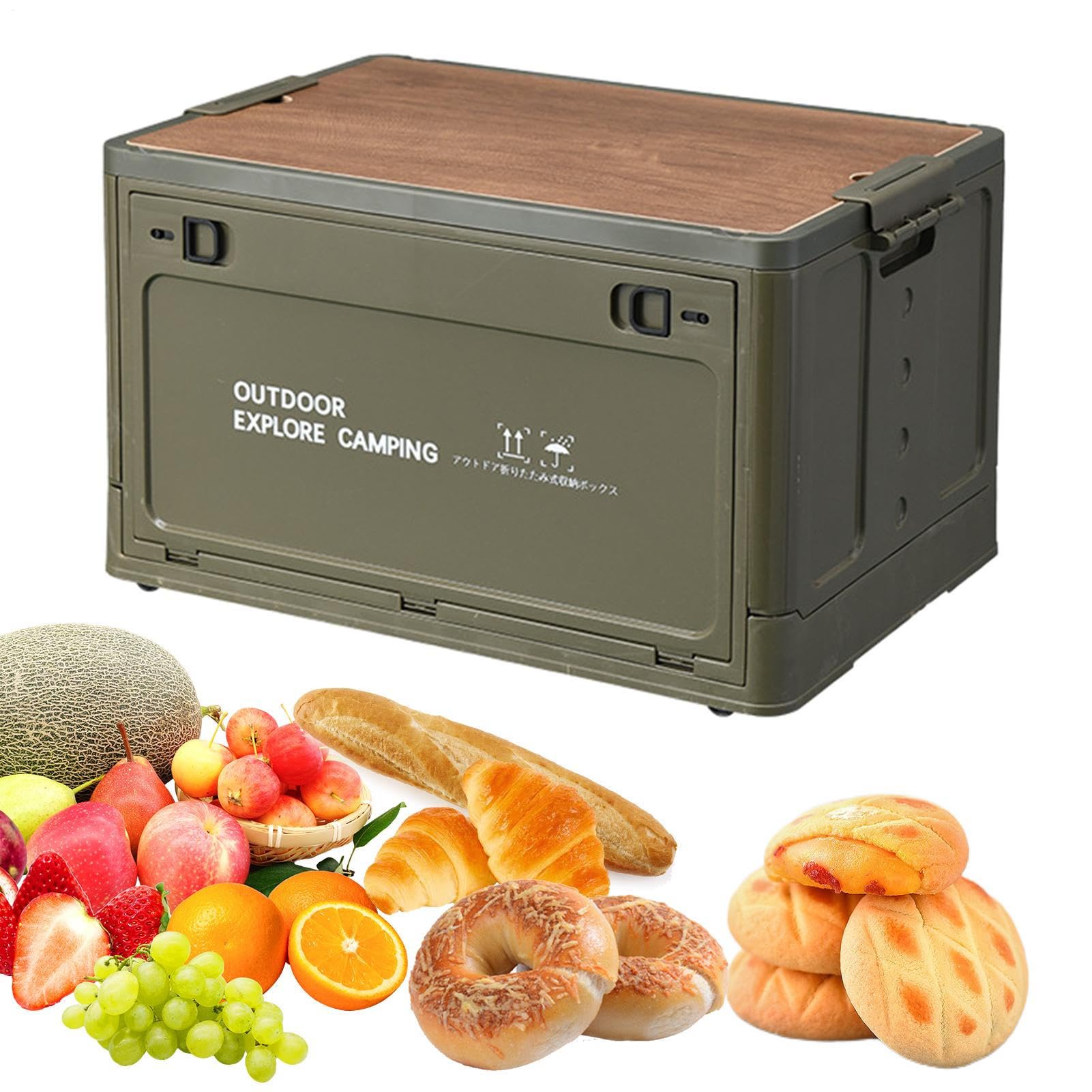 Faltbare Aufbewahrungsbox Camping | Camping Aufbewahrungsbox mit | Holzdeckel - Outdoor Garage Organisation mit Holzdeckel, Gartenwerkzeuge Behälter Zubehör
