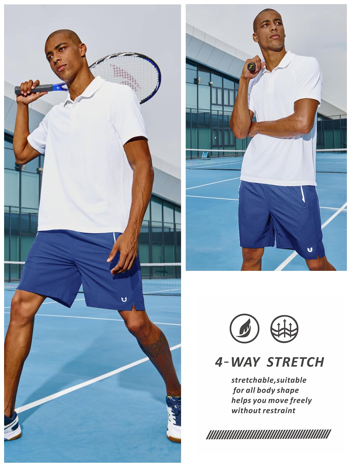 NORTHYARD Pantalones cortos deportivos para correr de 5 pulgadas, para entrenamiento, gimnasio, tenis, secado rápido, para entrenamiento activo con bolsillos con cremallera