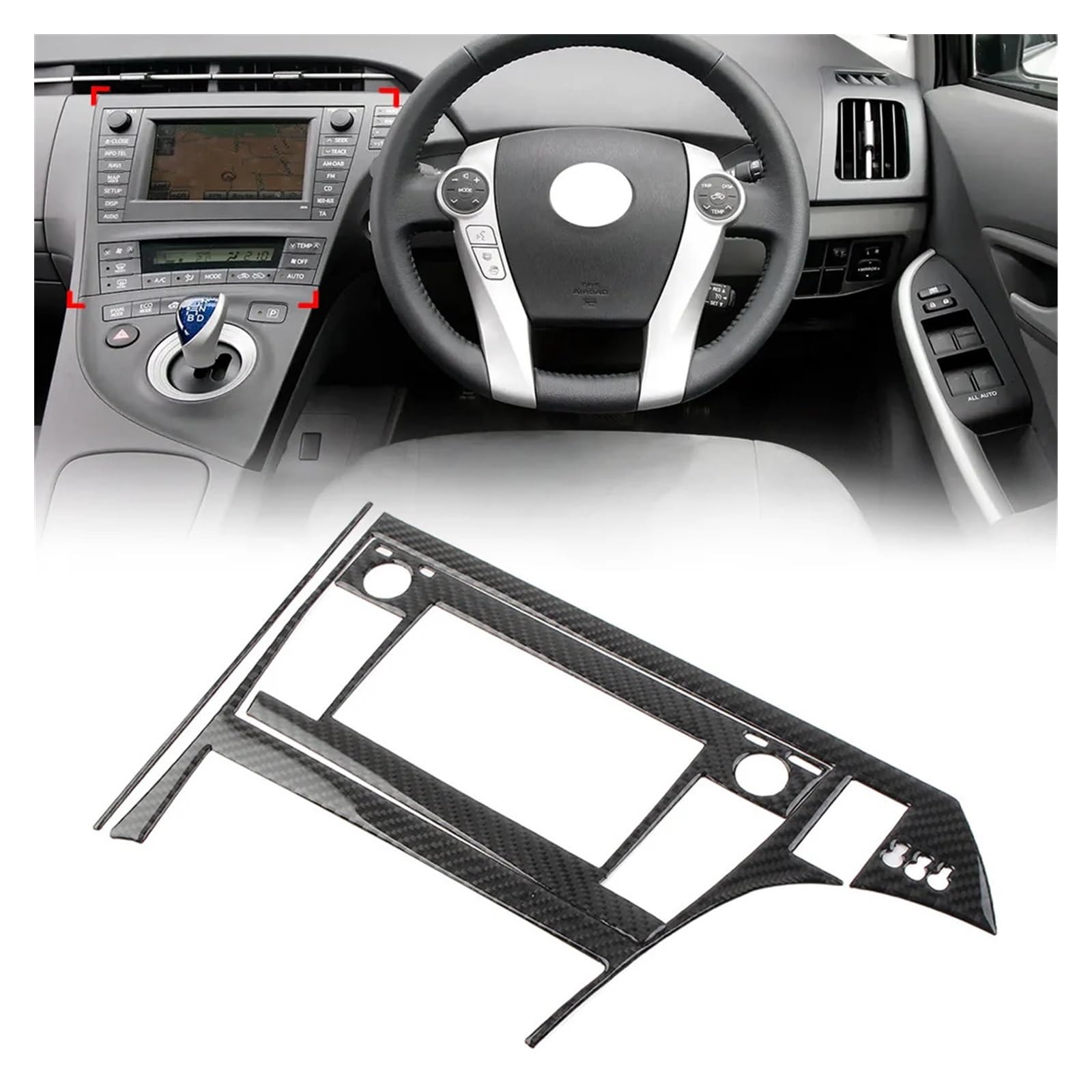 Garniture cadre GPS Toyota Prius RHD protection console centrale contre l'usure
