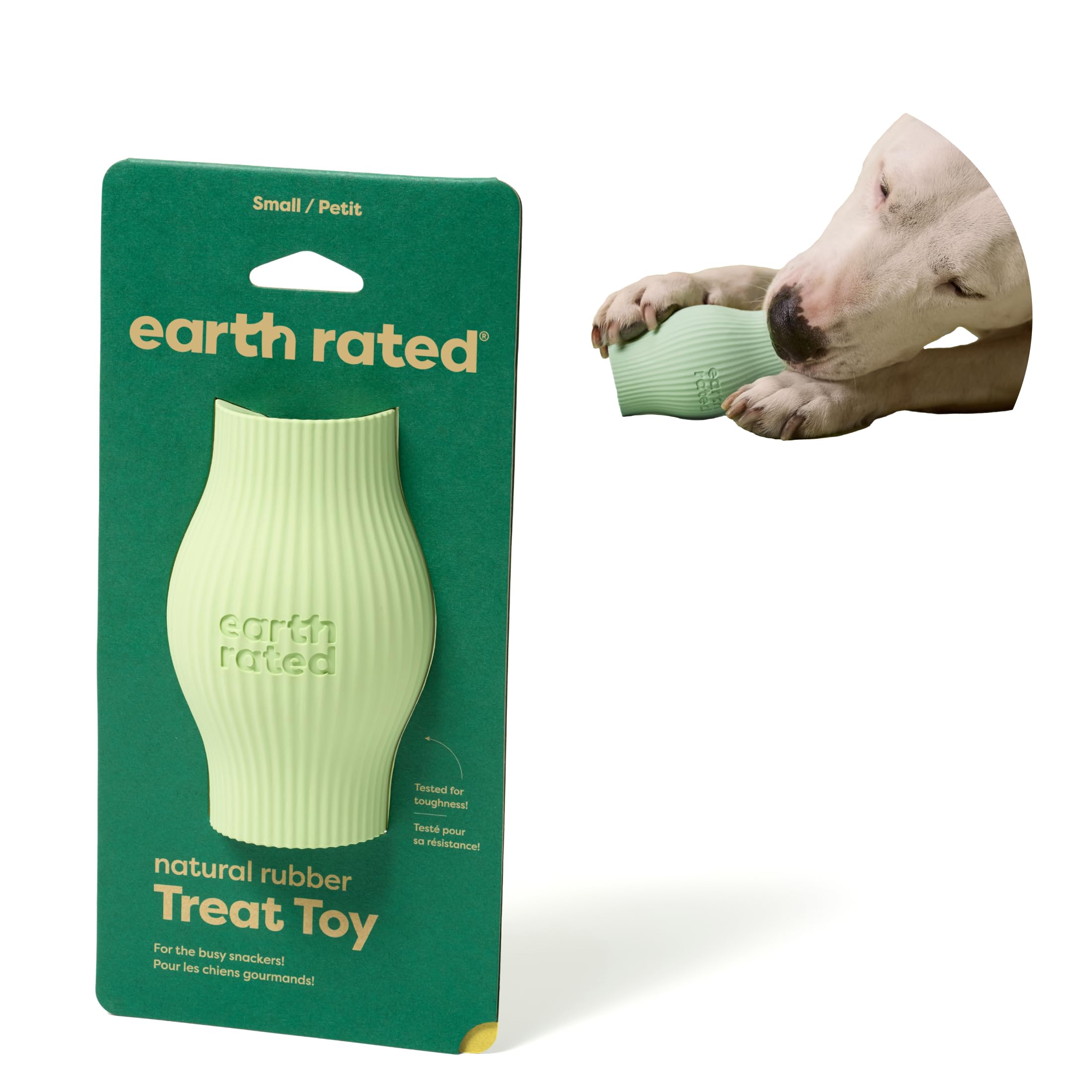 Earth Rated Juguete dispensador de golosinas para Perros, Juguete de enriquecimiento para Perros Adultos y Cachorros, alimentador Lento, Apto para lavavajillas y congelador, Goma Natural, pequeño,