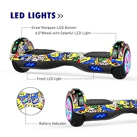 UNI-SUN Self Balancing Scooter for Kids, 6.5 Two Wheels Scooter with Bluetooth and Lights for Girls Boys Kids Adults(Multi-Color)