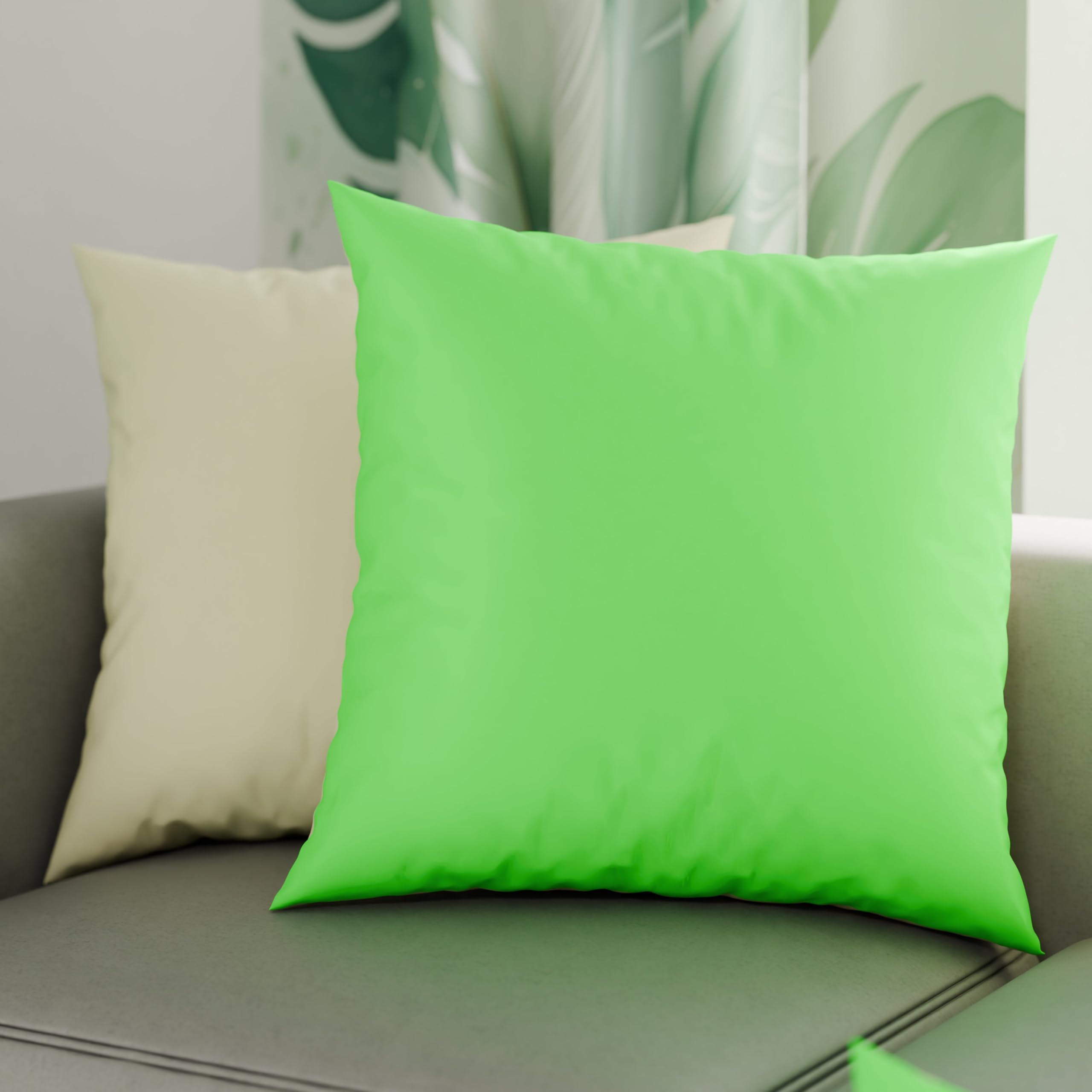 PETTI Artigiani Italiani - Pair of Pillow Cases 80 x 80 cm in Microfibre, Pillows for Bedroom Furniture, Sofa, Set of 2 Cushion Covers, Reversible Pillowcase Apple Green Cream — image 1