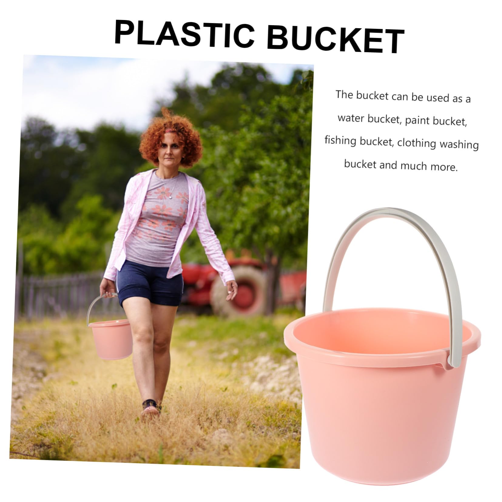 TOPBATHY Secchio per Acqua Domestico in Plastica con Manico Robusto Adatto per Giardinaggio e Bucato Facile da Trasportare e Pulire