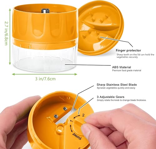 Miniatura 9 de Espiralizador de verduras 3 en 1, cortador de verduras de mano para preparar espaguetis de calabacín, espiralizador para fideos vegetarianos,