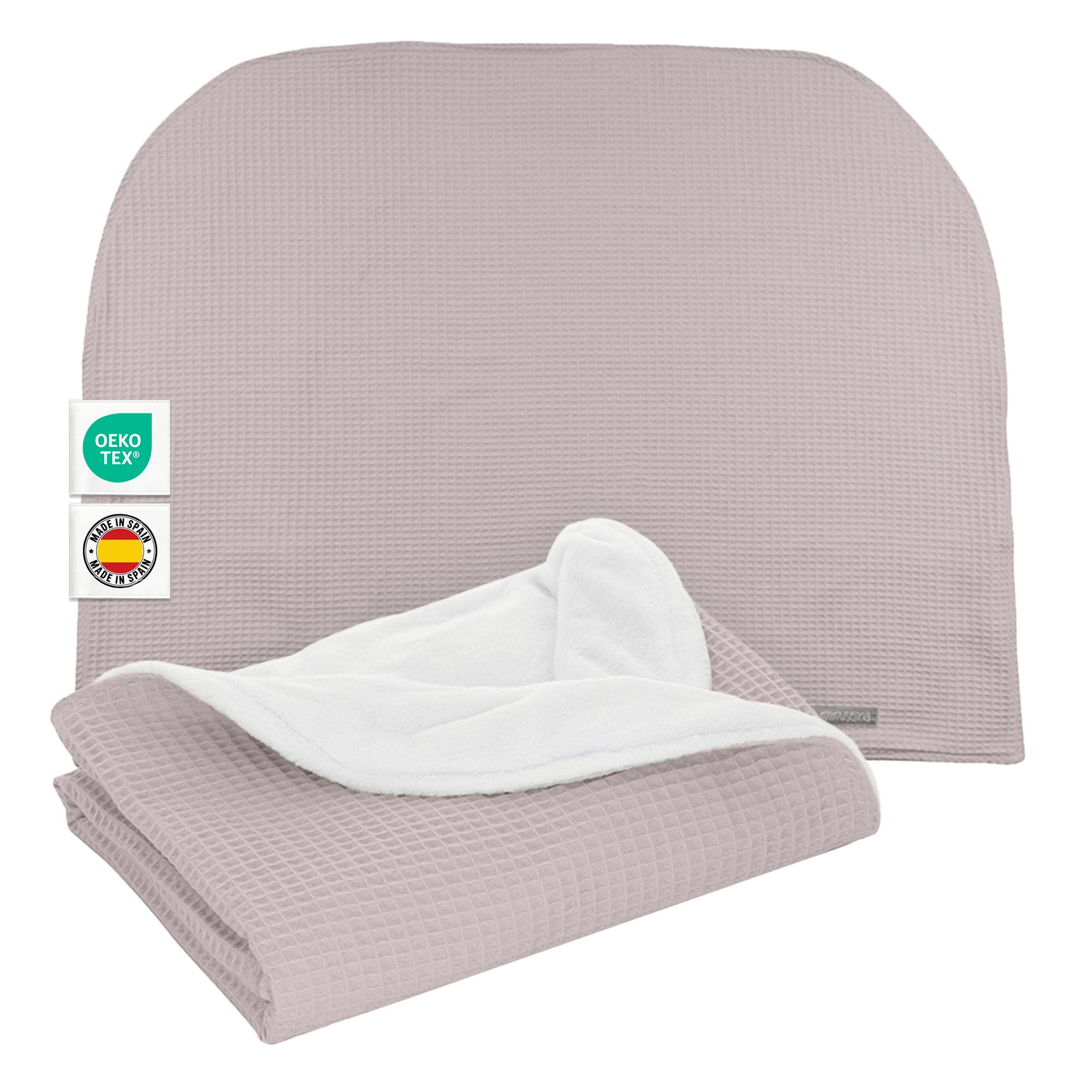 MIMUSELINA Copertina Neonato Invernale in Cotone | Coperta Invernale Neonato 70x90cm Calda e Morbida | Coperta Lettino e Culla Avvolgi Bambino | Ideale per Inverno e Mezze Stagioni | Waffle Taupe