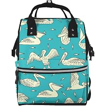 Mother's Bag, White Pelican Pattern, Diaper Replacement Backpack, Cute, Waterproof, Popular, Mummy Bag, Lightweight, Handbag, Rucksack, Anime Pattern, Women's, Large Capacity, Baby Supplies