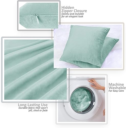 Miniatura 6 de Nestl Juego de 2 rellenos de almohada con terciopelo suave y sólido, juego de fundas de almohada cuadradas decorativas para sofá, automóvil,