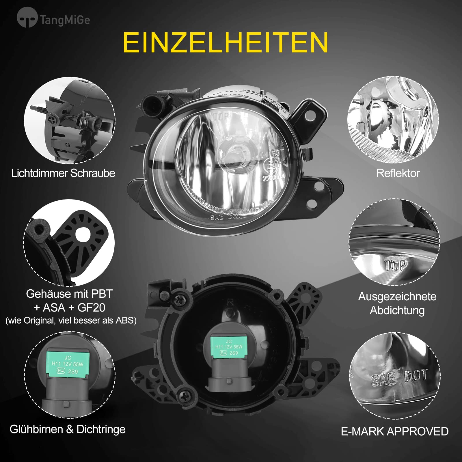 TangMiGe Nebelscheinwerfer für Mercedes Benz W169 W245 W204 S204 C219 W212 S212 C207 A207 X164 X156 X204 W164 W221 C216, SMART Fortwo (451) (Klar)