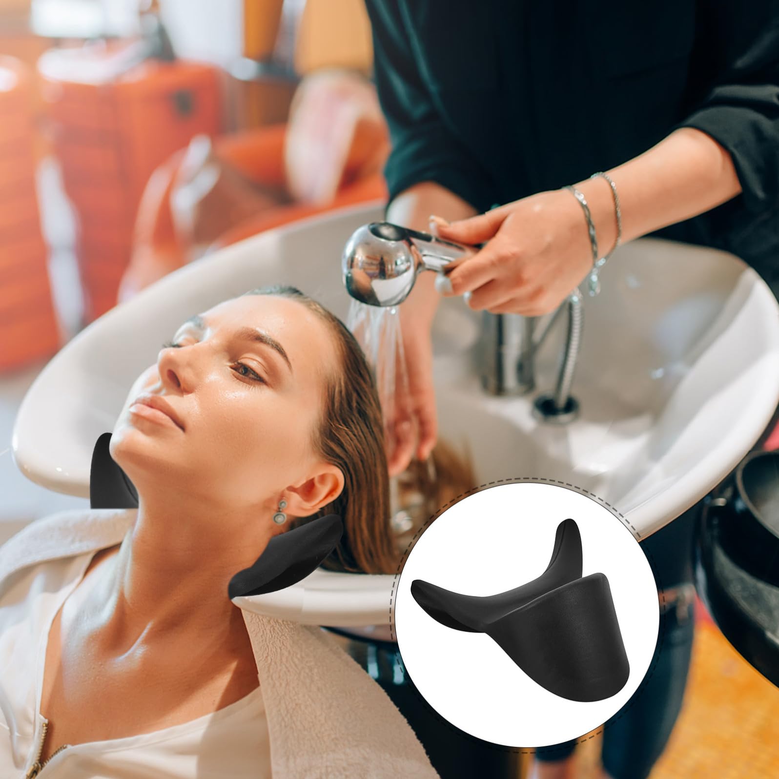 STOBAZA Cuscino Poggiatesta Nero in Pvc per Parrucchiere, Solido e Stabile, Allevia la Pressione Cervicale, per Barber Shop e Uso Domestico