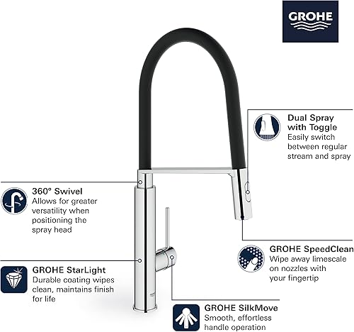Miniatura 3 de GROHE 31492DC0 Concetto Semi-Pro Grifo de cocina con rociador extraíble Supersteel (acero inoxidable)