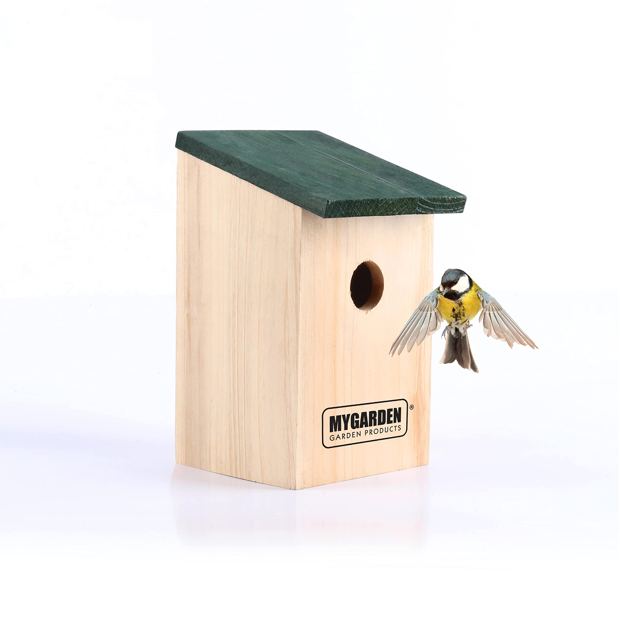 Bird House Wooden Wild Small Wood Nesting Box Nesting Handy Home Garden Pressure Treated for Wild Birds Sparrows Blue Tits Robin with Traditional Hinged Roof