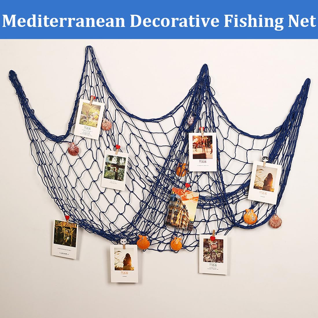 4Es Novelty - Rete da pesca in cotone naturale, decorazione per feste hawaiane e pirati, accessori per