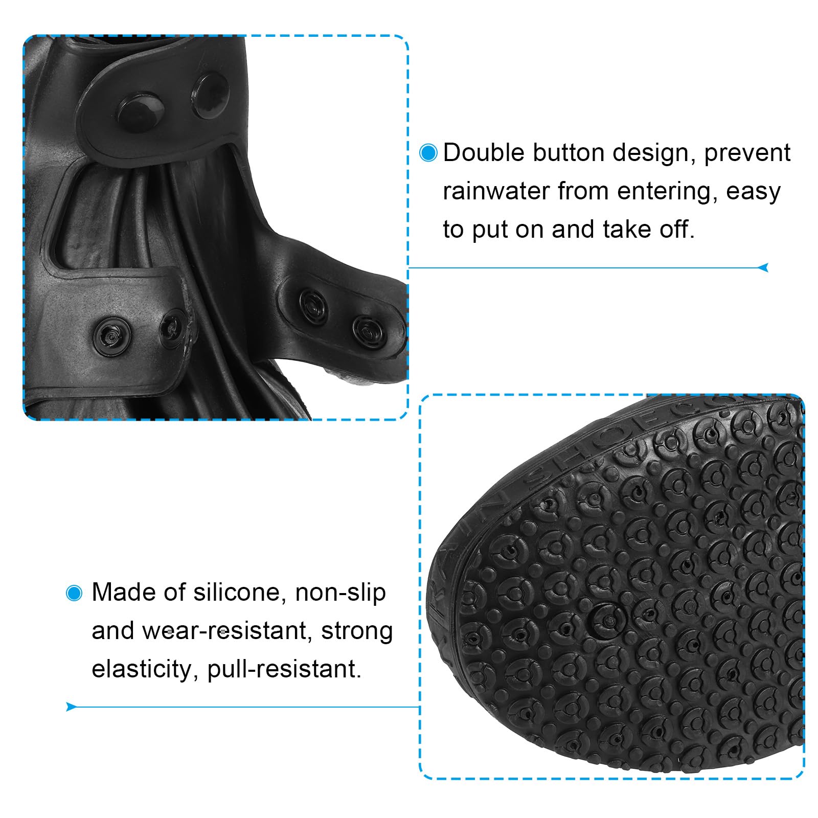 PATIKIL XXXL Couvre-Chaussures en Silicone Imperméable, 1 Paire de Surchaussures Réutilisables Antidérapantes pour Hommes Et Femmes, Protection Contre la Pluie, Noir